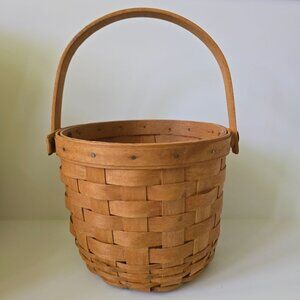 Longaberger Handwoven Small Basket With Handle 1993 Dresden Ohio USA Signed MIC